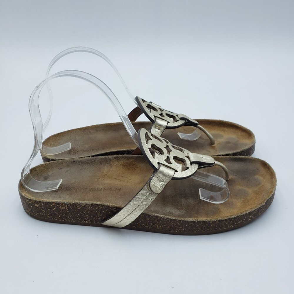Tory Burch Miller Cloud Sandals 10 Womens Thong Slip On Gold - Picture 2 of 7